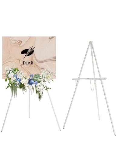 DJAR 160 cm Holz-Staffelei für Schilder, doppelte Verwendung, verstellbare Höhe, Holzboden-Staffelei für Hochzeit, Willkommensbrett, Poster, Bild, Foto (Weiß, 1pc) von DJAR