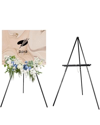 DJAR 160 cm Holz-Staffelei für Schilder, verstellbare Höhe, Holzboden-Staffelei für Hochzeit, Willkommensbrett, Poster, Bild, Foto (Schwarz, 1pc) von DJAR