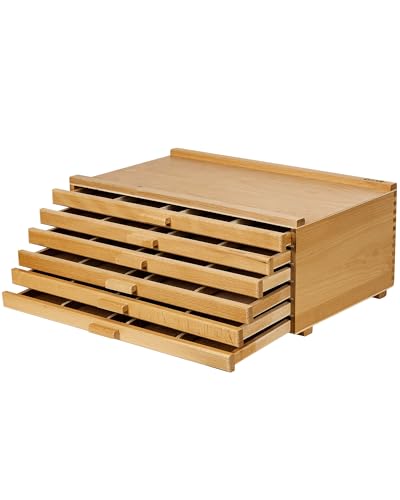 DJAR Aufbewahrungsbox mit 6 Schubladen, tragbarer Buchenholz-Organizer mit herausnehmbaren Trennwänden für Pinsel, Pastellkreide, Marker und andere Kunstwerkzeuge, Natur DJAR Aufbewahrungsbox mit 6 Schubladen, tragbarer Buchenholz-Organizer mit herausnehmbaren Trennwänden für Pinsel, Pastellkreide, Marker und andere Kunstwerkzeuge, Natur von DJAR