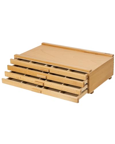 DJAR Basic Aufbewahrungsbox mit 4 Schubladen, tragbare Premium-Buchenholz-Organizer-Box für Pastellkreide, Bleistifte, Stifte, Pinsel, Briefmarken, Kunstaufbewahrung mit herausnehmbaren Trennwänden DJAR Basic Aufbewahrungsbox mit 4 Schubladen, tragbare Premium-Buchenholz-Organizer-Box für Pastellkreide, Bleistifte, Stifte, Pinsel, Briefmarken, Kunstaufbewahrung mit herausnehmbaren Trennwänden von DJAR
