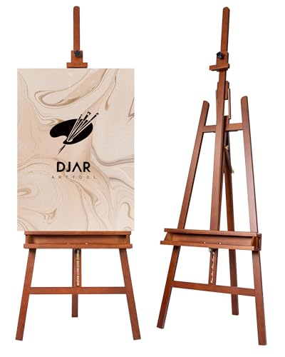 DJAR Große Studio-Kunststaffelei zum Malen, verstellbare Kunststaffelei mit Ablageschale, massives Buchenholz, Künstlerstaffelei für Erwachsene Anfänger, hält Leinwand bis zu 124,5 cm, Walnuss DJAR Große Studio-Kunststaffelei zum Malen, verstellbare Kunststaffelei mit Ablageschale, massives Buchenholz, Künstlerstaffelei für Erwachsene Anfänger, hält Leinwand bis zu 124,5 cm, Walnuss von DJAR