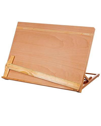 DJAR Holz-Tischstaffelei zum Malen, Desktop-Klappstaffelei, A3-Tischplatte, verstellbares Zeichenbrett, für Skizzen, Zeichnen, Puzzle von DJAR