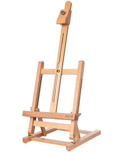 DJAR Mini-Staffelei mit H-Rahmen, 63,5 cm, massives Buchenholz, Tischstaffelei aus Holz zum Malen, tragbar, für Malerei, Display, Zeichenstaffelei für Jugendliche, Erwachsene, Studenten, Natur von DJAR