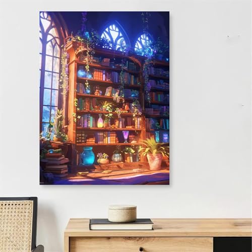Bibliothek Malen Nach Zahlen Erwachsene mit Rahmen, Malen Nach Zahlen Erwachsene Buch, DIY Handgemalt Ölgemälde Kit mit Pinseln + Acrylfarbe + 40x50cm Leinwand Knitterfreie, Deko Schlafzimmer,Model164 Bibliothek Malen Nach Zahlen Erwachsene mit Rahmen, Malen Nach Zahlen Erwachsene Buch, DIY Handgemalt Ölgemälde Kit mit Pinseln + Acrylfarbe + 40x50cm Leinwand Knitterfreie, Deko Schlafzimmer,Model164 von DJCZSCC