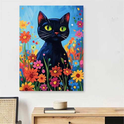 Farbige Blumen Malen Nach Zahlen Erwachsene mit Rahmen, Malen Nach Zahlen Erwachsene Schwarze Katze, Ölgemälde Kit mit Pinseln + Acrylfarbe + 80x120cm Leinwand Knitterfreie, Deko Schlafzimmer,Model143 Farbige Blumen Malen Nach Zahlen Erwachsene mit Rahmen, Malen Nach Zahlen Erwachsene Schwarze Katze, Ölgemälde Kit mit Pinseln + Acrylfarbe + 80x120cm Leinwand Knitterfreie, Deko Schlafzimmer,Model143 von DJCZSCC