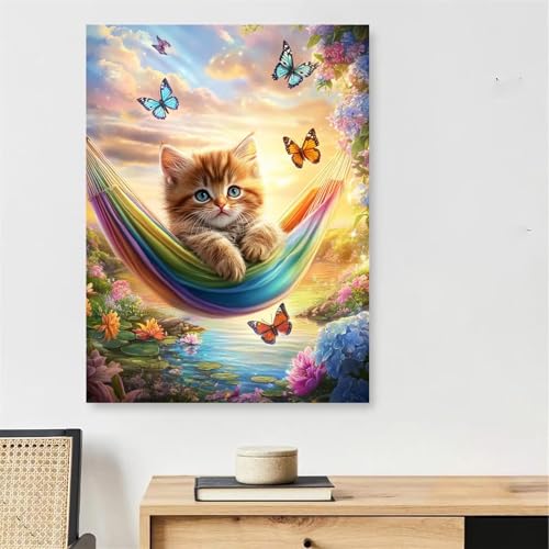 Katze Malen Nach Zahlen Erwachsene mit Rahmen, Malen Nach Zahlen Erwachsene Schmetterling, Handgemalt Ölgemälde Kit mit Pinseln + Acrylfarbe + 40x50cm Leinwand Knitterfreie, Deko Schlafzimmer,Model203 Katze Malen Nach Zahlen Erwachsene mit Rahmen, Malen Nach Zahlen Erwachsene Schmetterling, Handgemalt Ölgemälde Kit mit Pinseln + Acrylfarbe + 40x50cm Leinwand Knitterfreie, Deko Schlafzimmer,Model203 von DJCZSCC