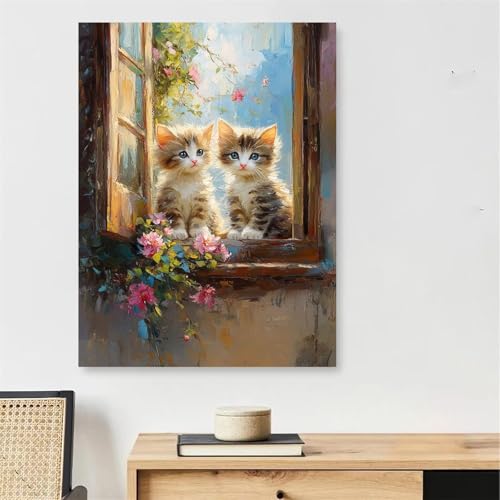 Katze Malen Nach Zahlen Erwachsene mit Rahmen, Malen Nach Zahlen Erwachsene Tier, DIY Handgemalt Ölgemälde Kit mit Pinseln + Acrylfarbe + 70x100cm Leinwand Knitterfreie, Deko Schlafzimmer,Model950 Katze Malen Nach Zahlen Erwachsene mit Rahmen, Malen Nach Zahlen Erwachsene Tier, DIY Handgemalt Ölgemälde Kit mit Pinseln + Acrylfarbe + 70x100cm Leinwand Knitterfreie, Deko Schlafzimmer,Model950 von DJCZSCC