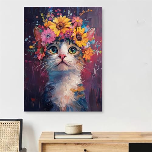 Malen Nach Zahlen Erwachsene Farbige Blumen, Katze Malen Nach Zahlen mit Rahmen 50x70cm, DIY Painting by Numbers Adults Handgemalt Ölgemälde mit 3 Pinseln und Acrylfarbe, Wanddeko Wohnzimmer,Model187 Malen Nach Zahlen Erwachsene Farbige Blumen, Katze Malen Nach Zahlen mit Rahmen 50x70cm, DIY Painting by Numbers Adults Handgemalt Ölgemälde mit 3 Pinseln und Acrylfarbe, Wanddeko Wohnzimmer,Model187 von DJCZSCC
