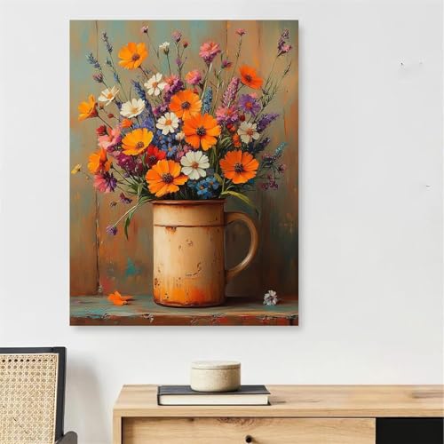 Malen Nach Zahlen Erwachsene Farbige Blumen, Retro Malen Nach Zahlen mit Rahmen 30x40cm, DIY Painting by Numbers Adults Handgemalt Ölgemälde mit 3 Pinseln und Acrylfarbe, Wanddeko Wohnzimmer,Model202 Malen Nach Zahlen Erwachsene Farbige Blumen, Retro Malen Nach Zahlen mit Rahmen 30x40cm, DIY Painting by Numbers Adults Handgemalt Ölgemälde mit 3 Pinseln und Acrylfarbe, Wanddeko Wohnzimmer,Model202 von DJCZSCC