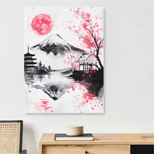 Malen Nach Zahlen Erwachsene Japan, Vulkan Fuji Malen Nach Zahlen mit Rahmen 50x70cm, DIY Painting by Numbers Adults Handgemalt Ölgemälde Kit mit 3 Pinseln und Acrylfarbe, Wanddeko Wohnzimmer,Model136 Malen Nach Zahlen Erwachsene Japan, Vulkan Fuji Malen Nach Zahlen mit Rahmen 50x70cm, DIY Painting by Numbers Adults Handgemalt Ölgemälde Kit mit 3 Pinseln und Acrylfarbe, Wanddeko Wohnzimmer,Model136 von DJCZSCC