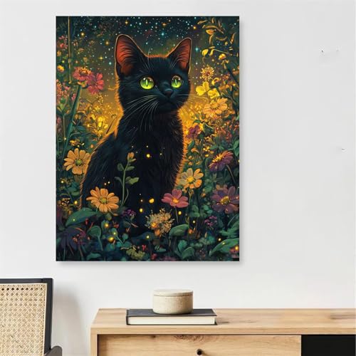 Malen Nach Zahlen Erwachsene Schwarze Katze, Anlage Malen Nach Zahlen mit Rahmen 50x70cm, DIY Painting by Numbers Adults Handgemalt Ölgemälde mit 3 Pinseln und Acrylfarbe, Wanddeko Wohnzimmer,Model148 Malen Nach Zahlen Erwachsene Schwarze Katze, Anlage Malen Nach Zahlen mit Rahmen 50x70cm, DIY Painting by Numbers Adults Handgemalt Ölgemälde mit 3 Pinseln und Acrylfarbe, Wanddeko Wohnzimmer,Model148 von DJCZSCC