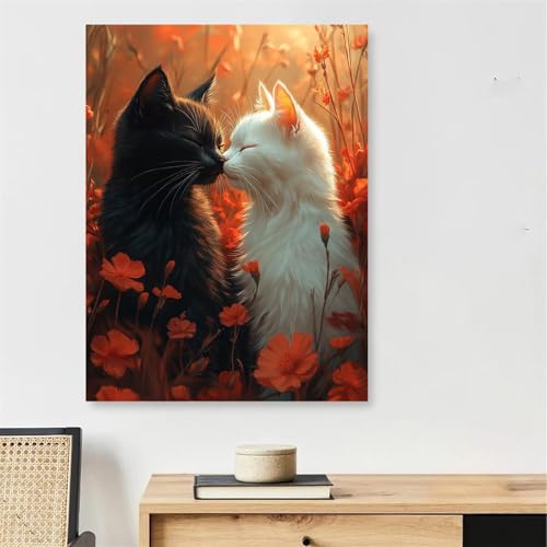 Malen Nach Zahlen Erwachsene Schwarze Katze, Weiße Katze Malen Nach Zahlen mit Rahmen 90x150cm, Paint by Numbers Adults Handgemalt Ölgemälde mit 3 Pinseln und Acrylfarbe, Wanddeko Wohnzimmer,Model139 Malen Nach Zahlen Erwachsene Schwarze Katze, Weiße Katze Malen Nach Zahlen mit Rahmen 90x150cm, Paint by Numbers Adults Handgemalt Ölgemälde mit 3 Pinseln und Acrylfarbe, Wanddeko Wohnzimmer,Model139 von DJCZSCC
