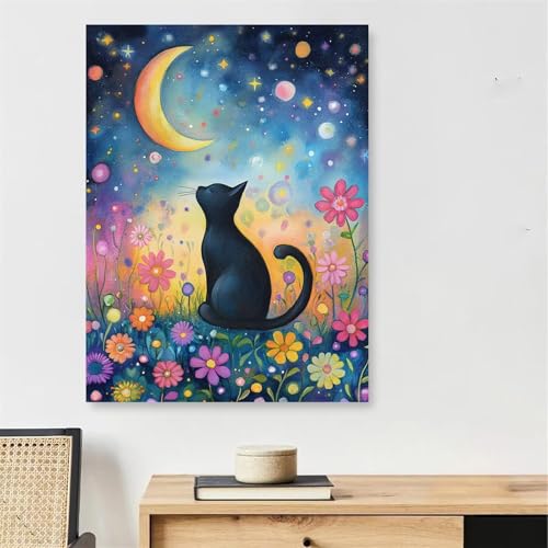 Malen Nach Zahlen Schwarze Katze Paint by Numbers Farbige Blumen Malen Nach Zahlen Erwachsene mit Rahmen 70x100cm Leinwand Ölgemälde Bastelset mit 3 Pinseln für Zimmer Deko, Geschenke Frauen,Model141 Malen Nach Zahlen Schwarze Katze Paint by Numbers Farbige Blumen Malen Nach Zahlen Erwachsene mit Rahmen 70x100cm Leinwand Ölgemälde Bastelset mit 3 Pinseln für Zimmer Deko, Geschenke Frauen,Model141 von DJCZSCC