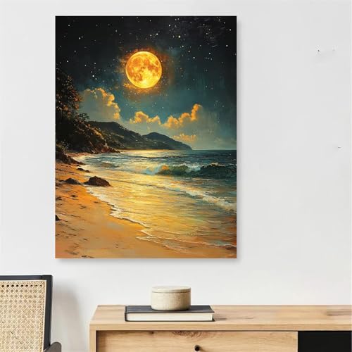 Malen Nach Zahlen Strand Paint by Numbers Mond Malen Nach Zahlen Erwachsene mit Rahmen 90x150cm Knitterfreie Leinwand Ölgemälde Bastelset mit 3 Pinseln für Zimmer Deko, Geschenke für Frauen,Model927 Malen Nach Zahlen Strand Paint by Numbers Mond Malen Nach Zahlen Erwachsene mit Rahmen 90x150cm Knitterfreie Leinwand Ölgemälde Bastelset mit 3 Pinseln für Zimmer Deko, Geschenke für Frauen,Model927 von DJCZSCC