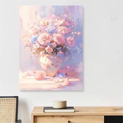 Rosa Blume Malen Nach Zahlen Erwachsene mit Rahmen, Malen Nach Zahlen Erwachsene modern, Handgemalt Ölgemälde Kit mit Pinseln + Acrylfarbe + 30x40cm Leinwand Knitterfreie, Deko Schlafzimmer,Model167 Rosa Blume Malen Nach Zahlen Erwachsene mit Rahmen, Malen Nach Zahlen Erwachsene modern, Handgemalt Ölgemälde Kit mit Pinseln + Acrylfarbe + 30x40cm Leinwand Knitterfreie, Deko Schlafzimmer,Model167 von DJCZSCC