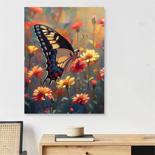 Schmetterling Malen Nach Zahlen Erwachsene mit Rahmen, Malen Nach Zahlen Erwachsene Blume, Handgemalt Ölgemälde Kit mit Pinseln + Acrylfarbe + 60x90cm Leinwand Knitterfreie, Deko Schlafzimmer,Model179 Schmetterling Malen Nach Zahlen Erwachsene mit Rahmen, Malen Nach Zahlen Erwachsene Blume, Handgemalt Ölgemälde Kit mit Pinseln + Acrylfarbe + 60x90cm Leinwand Knitterfreie, Deko Schlafzimmer,Model179 von DJCZSCC