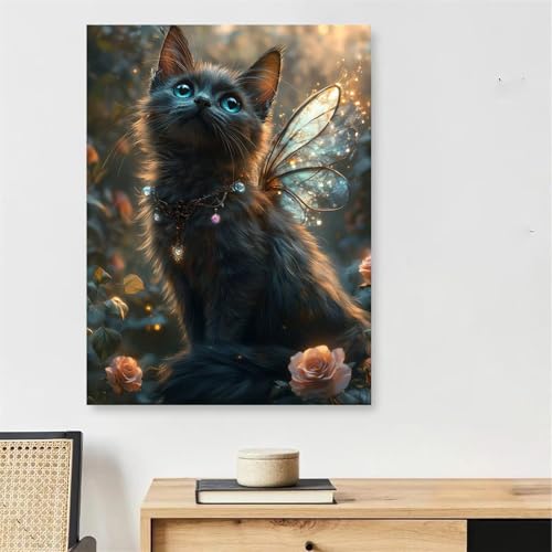Schwarze Katze Malen Nach Zahlen Erwachsene mit Rahmen, Malen Nach Zahlen Erwachsene Flügel, Ölgemälde Kit mit Pinseln + Acrylfarbe + 50x70cm Leinwand Knitterfreie, Zimmer Deko Schlafzimmer,Model146 Schwarze Katze Malen Nach Zahlen Erwachsene mit Rahmen, Malen Nach Zahlen Erwachsene Flügel, Ölgemälde Kit mit Pinseln + Acrylfarbe + 50x70cm Leinwand Knitterfreie, Zimmer Deko Schlafzimmer,Model146 von DJCZSCC