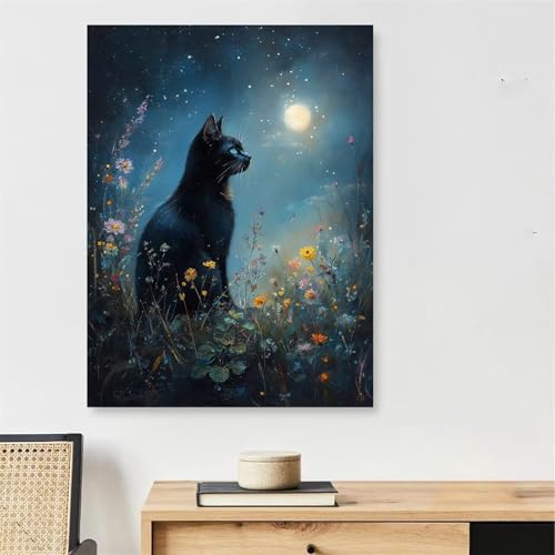 Schwarze Katze Malen Nach Zahlen Erwachsene mit Rahmen, Malen Nach Zahlen Erwachsene Landschaft, DIY Ölgemälde Kit mit Pinseln + Acrylfarbe + 60x90cm Leinwand Knitterfreie, Deko Schlafzimmer,Model140 Schwarze Katze Malen Nach Zahlen Erwachsene mit Rahmen, Malen Nach Zahlen Erwachsene Landschaft, DIY Ölgemälde Kit mit Pinseln + Acrylfarbe + 60x90cm Leinwand Knitterfreie, Deko Schlafzimmer,Model140 von DJCZSCC