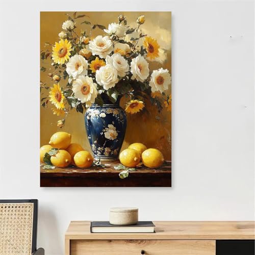 Weiße Blumen Malen Nach Zahlen Erwachsene mit Rahmen, Malen Nach Zahlen Erwachsene Sonnenblume, DIY Ölgemälde Kit mit Pinseln + Acrylfarbe + 50x70cm Leinwand Knitterfreie, Deko Schlafzimmer,Model161 Weiße Blumen Malen Nach Zahlen Erwachsene mit Rahmen, Malen Nach Zahlen Erwachsene Sonnenblume, DIY Ölgemälde Kit mit Pinseln + Acrylfarbe + 50x70cm Leinwand Knitterfreie, Deko Schlafzimmer,Model161 von DJCZSCC