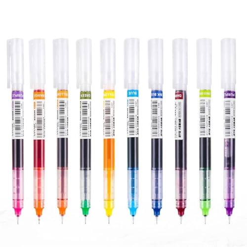 DJDLFA 10 Stück Nadel-Typ-Gelschreiber, gerade, flüssige Kugelschreiber, Kawaii, Schreibwaren, Schule, Bürobedarf, Schreiben (Farbe, 0,5) von DJDLFA