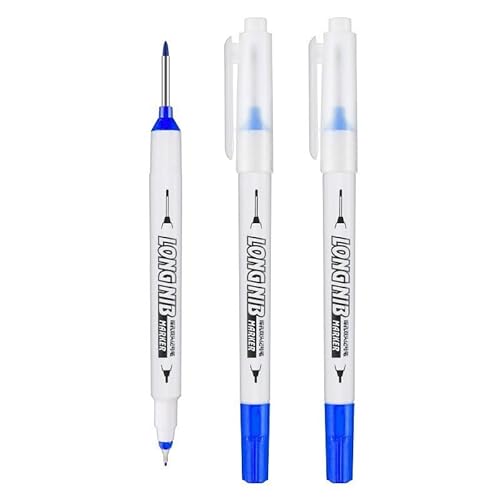 DJDLFA 3/4 Stück Doppelspitze, 20 mm tiefes Loch, lange Spitze, Kopfmarker für Metall, Perforierstift, Badezimmer, Holzbearbeitung, Dekoration, Mehrzweck, 2 Stück (2 blau) von DJDLFA