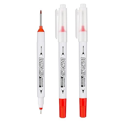 DJDLFA 3/4 Stück Doppelspitze, 20 mm tiefes Loch, lange Spitze, Kopfmarker für Metall, Perforierstift, Badezimmer, Holzbearbeitung, Dekoration, Mehrzweck, 3/4 Stück (3 rot) von DJDLFA