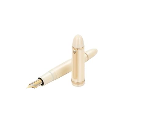 DJDLFA Acryl-Füllfederhalter, schwarze Tinte, Stift, Studenten, Schule, Schreibwaren, Geschäft, Bürobedarf, Stifte (elfenbeinfarbener Goldclip) von DJDLFA