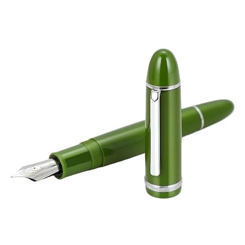 DJDLFA Acryl-Füllfederhalter, schwarze Tinte, Stift, Studenten, Schule, Schreibwaren, Geschäft, Bürobedarf, Stifte (grüner, silberfarbener Clip) von DJDLFA