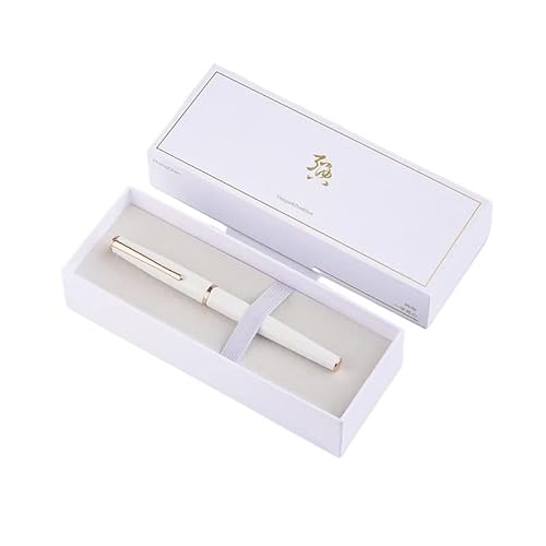 DJDLFA Füllfederhalter, Roségold, gravierbar, für Paare, Kalligraphie, Geschenkbox, Business, Studenten, Retro, Unisex (weiße Geschenkbox, fein 0,5 mm) von DJDLFA