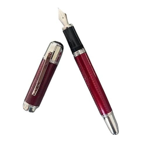 DJDLFA Füllfederhalter, Tintenroller, Schreibwaren, Büro, schwerer Halter mit einzigartigem, glänzendem Schreibgeschenk, Ozeanblau, Grün, Rot, Schwarz (I, mit Ledertasche) von DJDLFA