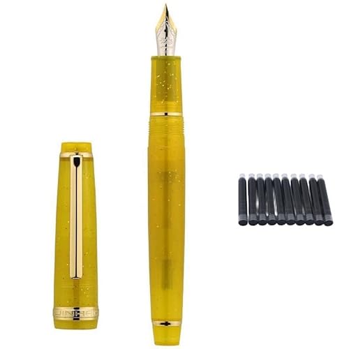 DJDLFA Füllfederhalter, transparente Tinte, Drehfüller, EF F, M, Feder, Business, Schreibwaren, Büro, Schulbedarf, Stift (Fluoreszenzgelb, EF) von DJDLFA