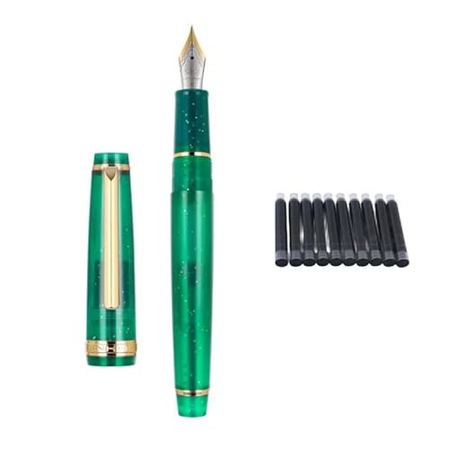 DJDLFA Füllfederhalter, transparente Tinte, Drehfüller, EF F, M, Feder, Business, Schreibwaren, Büro, Schulbedarf, Stift (Fluoreszenzgrün, EF) von DJDLFA
