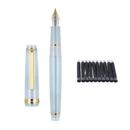 DJDLFA Füllfederhalter, transparente Tinte, Drehfüller, EF F, M, Feder, Business, Schreibwaren, Büro, Schulbedarf, Stift (Graublau, M) von DJDLFA