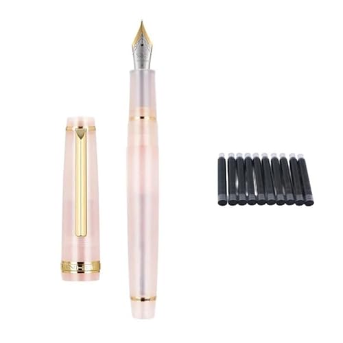 DJDLFA Füllfederhalter, transparente Tinte, Drehfüller, EF F, M, Feder, Business, Schreibwaren, Büro, Schulbedarf, Stift (Katzen-Rosa, F) von DJDLFA