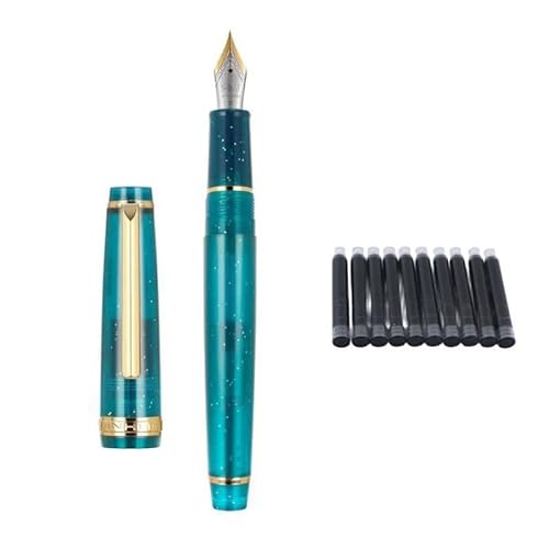 DJDLFA Füllfederhalter, transparente Tinte, Drehfüller, EF F, M, Feder, Business, Schreibwaren, Büro, Schulbedarf, Stift (Pfauenblau, F) von DJDLFA