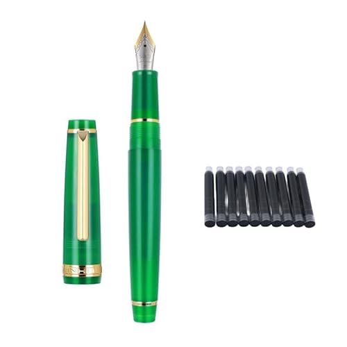 DJDLFA Füllfederhalter, transparente Tinte, Drehfüller, EF F, M, Feder, für Business, Schreibwaren, Büro, Schulbedarf, Stift (Tiefgrün, M) von DJDLFA