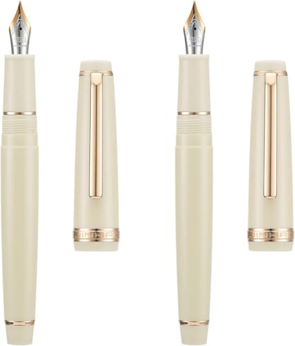 DJDLFA Füllfederhalter EF/F/M Feder mit Konverter, mehrfarbiges Harz, silberfarben/goldener Clip, Schreibstift-Set (Lvory-Gold, EF und F) von DJDLFA