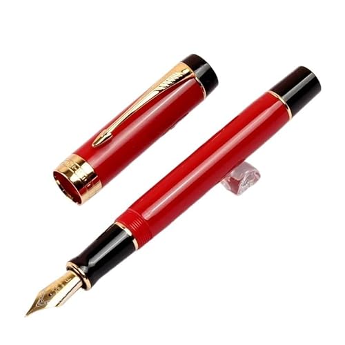 DJDLFA Füllfederhalter aus Kunstharz, Iridum EF/F/M/gebogene Feder mit Konverter, goldfarben/silberfarbener Clip, für Büro, Büro, Schreibstift (27) von DJDLFA