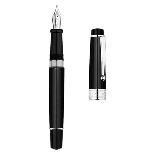 DJDLFA Füllfederhalter aus Metall, Kolbentinte, Iridium, EF/F/M, Feder, schönes Schreibset, Geschenkset, Bürobedarf (Schwarz, Feder) von DJDLFA