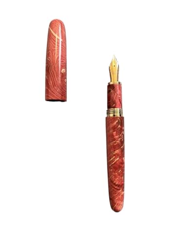 DJDLFA Füllfederhalter aus stabilisiertem Holz, lange Messerspitze, Schreibtinte, Stift, Schule, Bürobedarf, Studenten, Schreibgeschenk (rot, langes Messer 1,0–1,4 mm) von DJDLFA