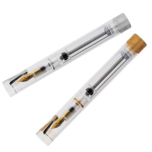 DJDLFA Füllfederhalter aus transparentem Kunstharz, EF/F-Spitze, Vakuumfarbe, Schreibstift-Set für Business, Schule, Büro, Weihnachtsgeschenke (Gold, EF) von DJDLFA