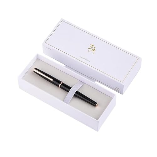 DJDLFA Füllfederhalter in Roségold, gravierbar, für Paare, Kalligraphie, Geschenkbox, Business, Studenten, Retro, Unisex (schwarze Geschenkbox, extra fein, 0,4 mm) von DJDLFA