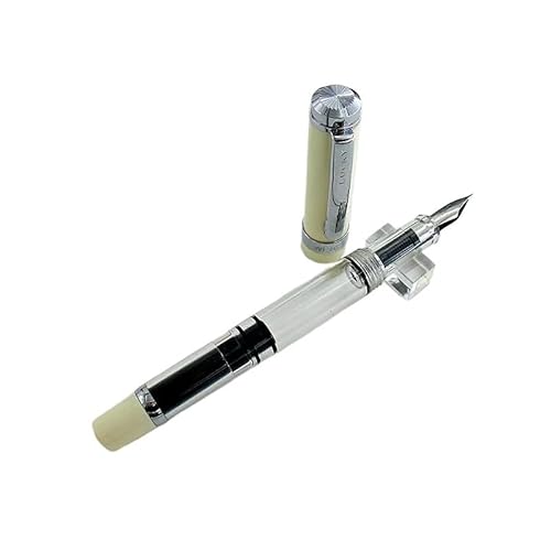 DJDLFA Füllfederhalter mit Kolbenfüllung, silberfarbener, harter, glatter/goldener, weicher, elastischer Feder zum Schreiben, Büro, Geschäftsgeschenk (06) von DJDLFA
