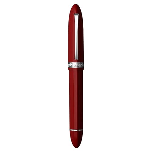 DJDLFA Füllfederhalter mit dreieckigem Kolben, Kunstharz, EF/F-Feder für Schreibwaren, Geschenk, Schule, Büro, Geschäft, Schreibwaren (rot-silberfarbener Clip, EF-Feder) von DJDLFA