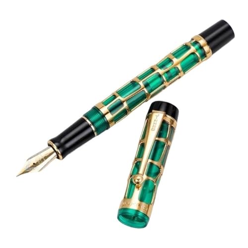 DJDLFA Füllfederhalter mit einzigartigem goldfarbenem Hohl-Design, Schreibwaren, Büro, Business, Tintenstifte zum Schreiben, Zeichnen, Geschenk (Blau, F 0,5 mm) von DJDLFA