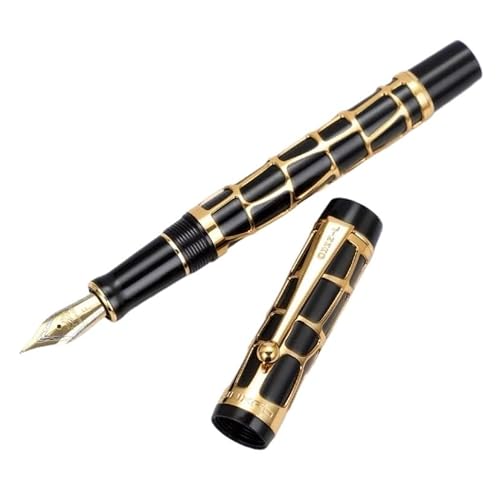 DJDLFA Füllfederhalter mit einzigartigem goldfarbenem Hohl-Design, Schreibwaren, Büro, Business, Tintenstifte zum Schreiben, Zeichnen, Geschenk (Rot, M 0,7 mm) von DJDLFA
