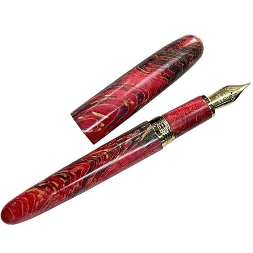 DJDLFA Handgefertigter Füllfederhalter aus stabilisiertem Holz mit Lackmuster, lange Messerspitze, Tintenstift, Schule, Bürobedarf, Studenten, Schreiben, Geschenkstift (01, langes Messer 1,2–1,7 mm) von DJDLFA