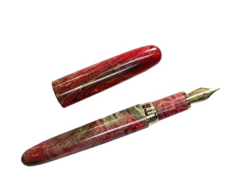DJDLFA Handgefertigter Füllfederhalter aus stabilisiertem Holz mit Lackmuster, lange Messerspitze, Tintenstift, Schule, Bürobedarf, Studenten, Schreiben, Geschenkstift (04, langes Messer 1,0–1,4 mm) von DJDLFA