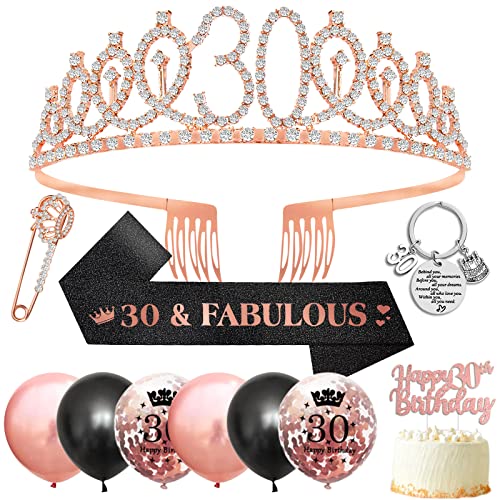 30 Geburtstag Frauen 30 Geburtstag Deko, 30. Geburtstag Schärpe und Tiara,Geschenk 30 Geburtstag Frau,Rose Gold Kristall Tiara Krone Geburtstag Schärpe Luftballons Tortendeko Deko 30 Geburtstag Frau 30 Geburtstag Frauen 30 Geburtstag Deko, 30. Geburtstag Schärpe und Tiara,Geschenk 30 Geburtstag Frau,Rose Gold Kristall Tiara Krone Geburtstag Schärpe Luftballons Tortendeko Deko 30 Geburtstag Frau von DJLLA