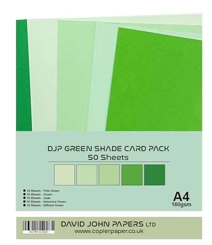 DJP 160 g/m² Grüne Schattierungen – 5 Farben, 50 Blatt – 10 Stück je Farbe DJP 160 g/m² Grüne Schattierungen – 5 Farben, 50 Blatt – 10 Stück je Farbe von DJP